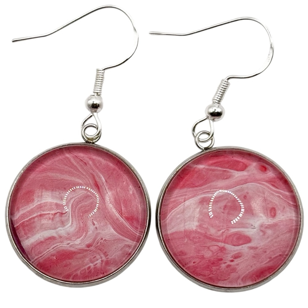 Elegant Pink and White Swirl Earrings